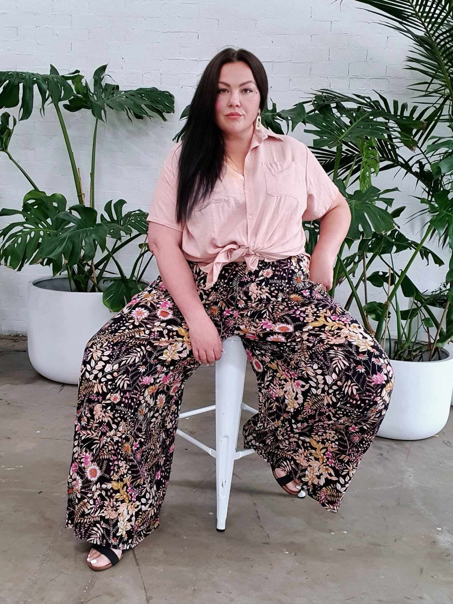 Palazzo Wide Leg Pants // Black Wildflower RE-STOCKED
