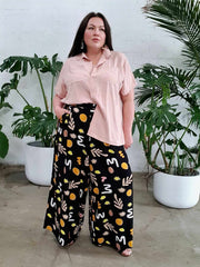 Palazzo Wide Leg Pants // Black Geo