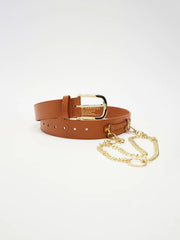 Vegan chain Belt // Tan + Gold (Unisex) (ALL Sizes)