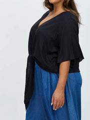 Classic Tie Front Top // Black