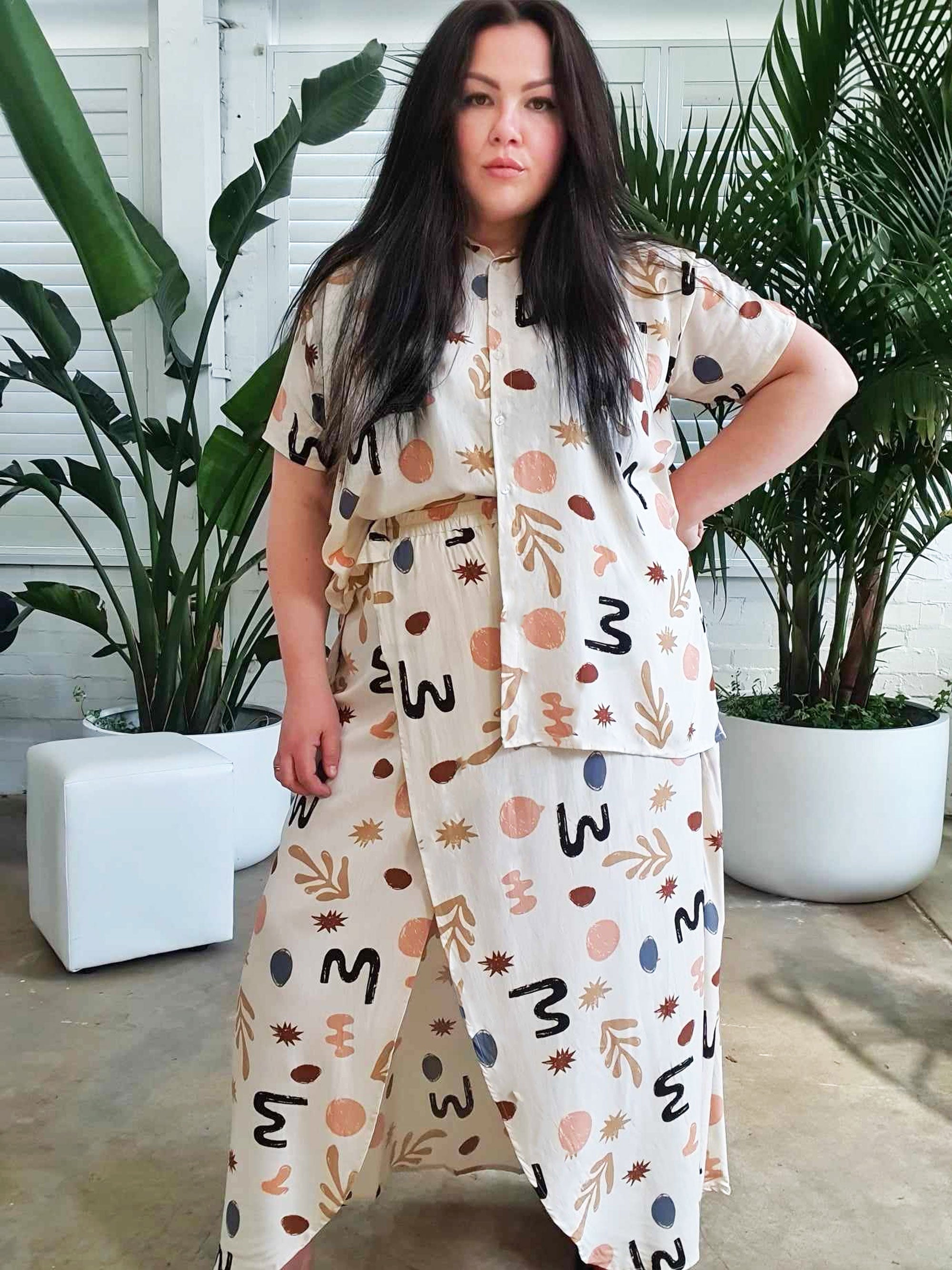 Micro Icon Skirt // Ecru Geo
