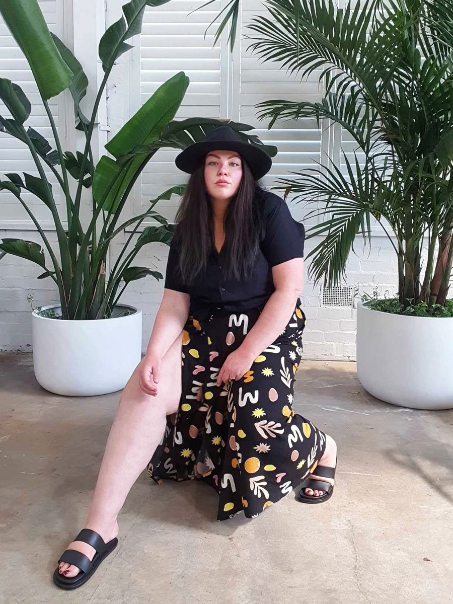 Micro Icon Skirt // Black Geo