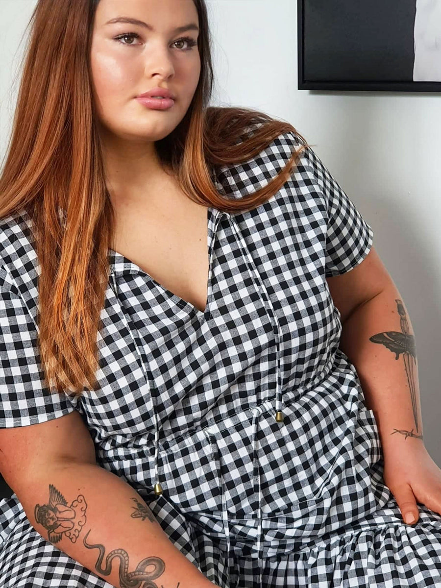 Tropical Maxi Dress // Gingham B&W