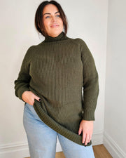 Long Line Raglan Sweater // Army Green