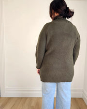 Long Line Raglan Sweater // Army Green