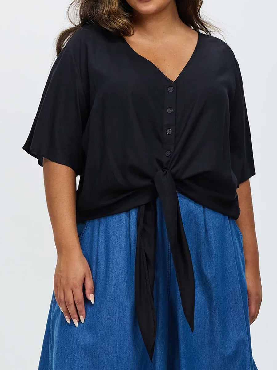Classic Tie Front Top // Black