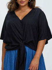 Classic Tie Front Top // Black