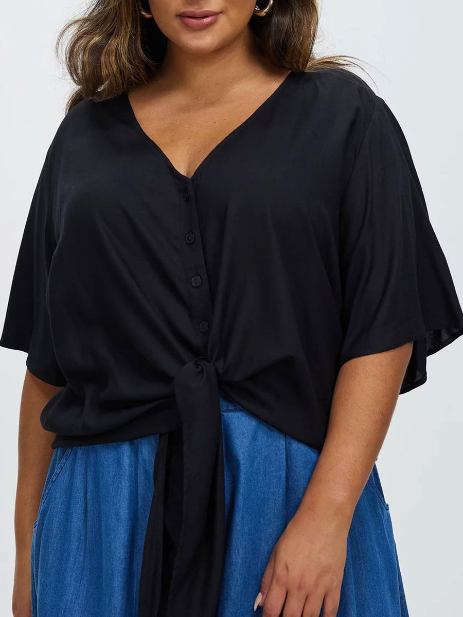 Classic Tie Front Top // Black