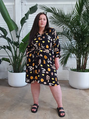 Micro Icon Shirt Dress // Black Geo