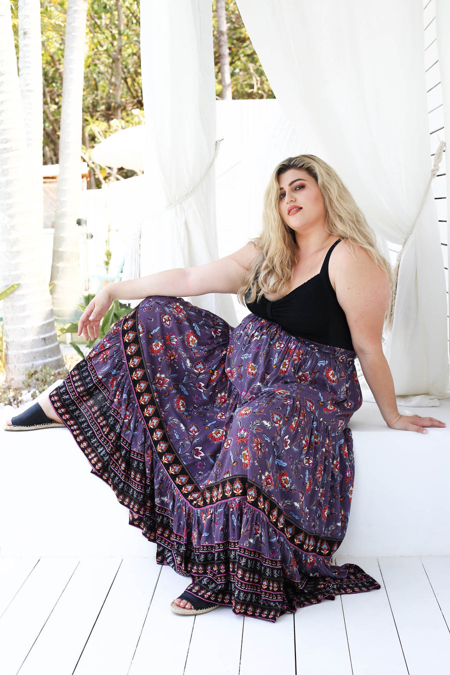 Delilah Full Maxi Skirt // Lilac Multi