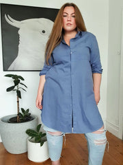 Boyfriend Shirt Dress // Blue