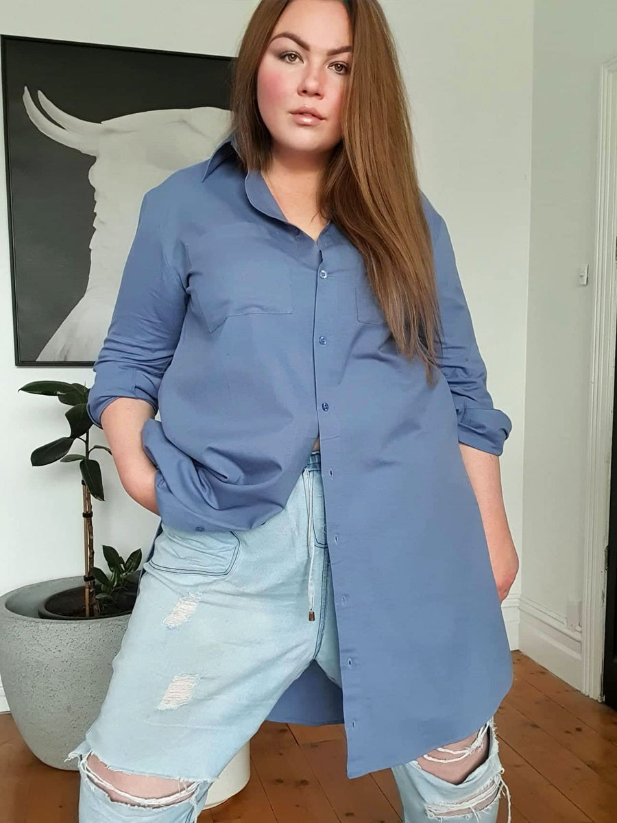 Boyfriend Shirt Dress // Blue