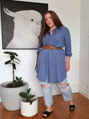 Boyfriend Shirt Dress // Blue