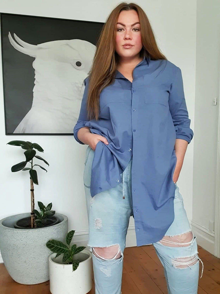 Boyfriend Shirt Dress // Blue