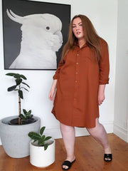 Boyfriend Shirt Dress // Cinnamon