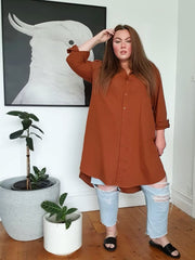 Boyfriend Shirt Dress // Cinnamon