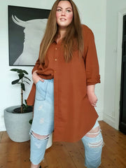 Boyfriend Shirt Dress // Cinnamon