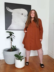 Boyfriend Shirt Dress // Cinnamon