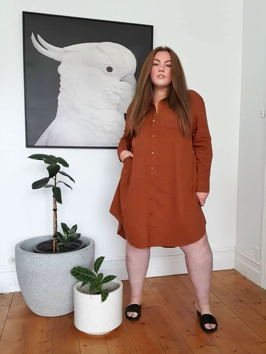 Boyfriend Shirt Dress // Cinnamon