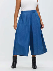 Wide Leg Cropped Chelsea Pant // Chambray Denim