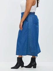 Wide Leg Cropped Chelsea Pant // Chambray Denim