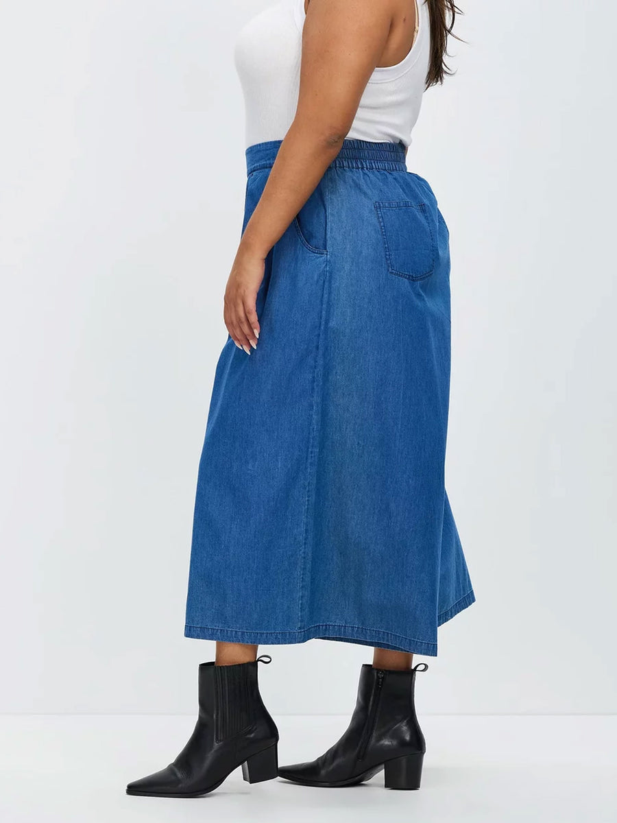 Wide Leg Cropped Chelsea Pant // Chambray Denim
