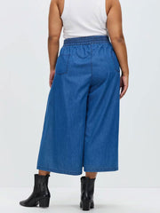 Wide Leg Cropped Chelsea Pant // Chambray Denim