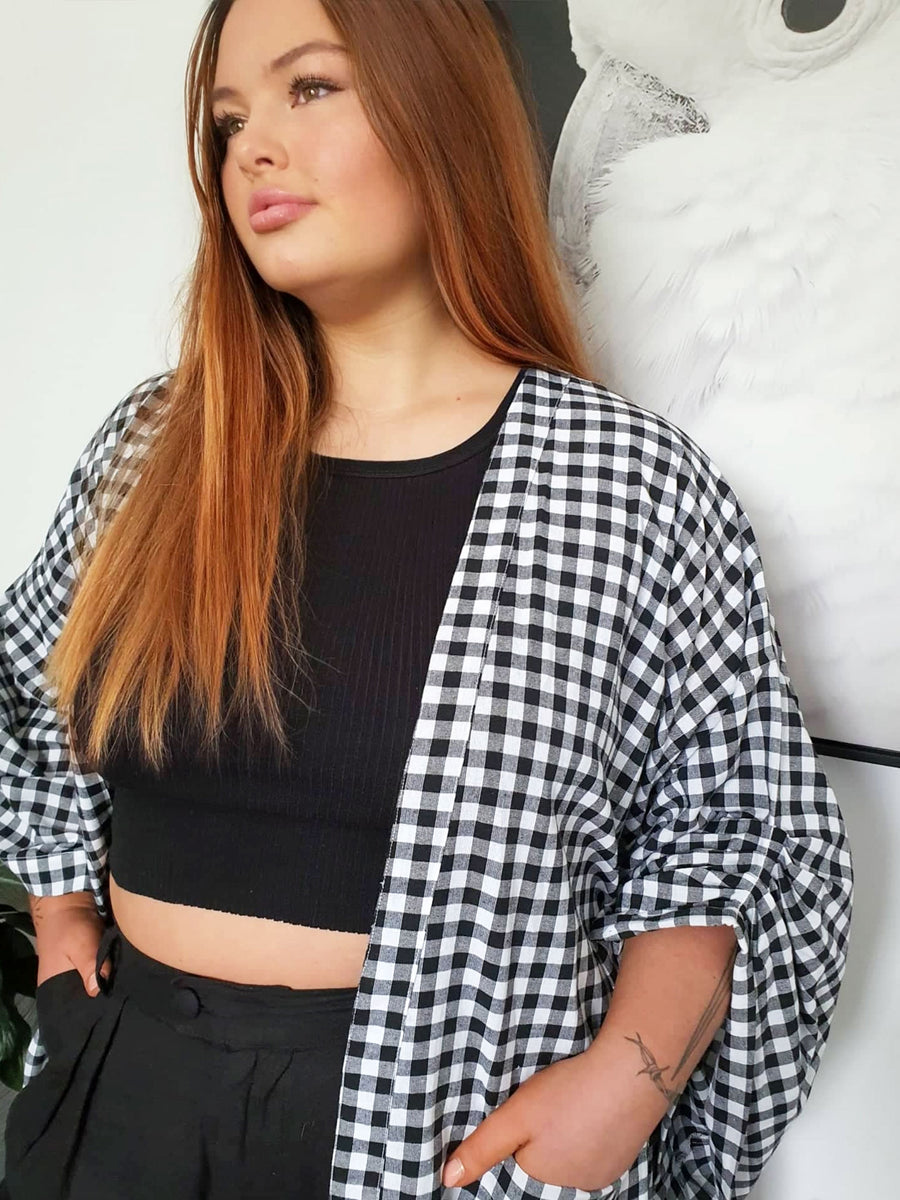 Kimono Duster // Gingham B&W