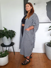 Kimono Duster // Gingham B&W