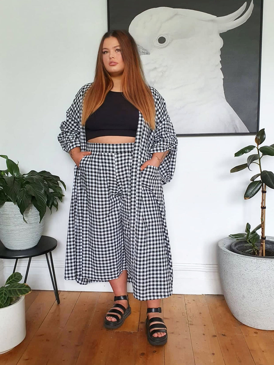 Kimono Duster // Gingham B&W