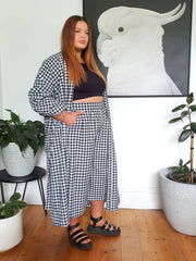 Kimono Duster // Gingham B&W