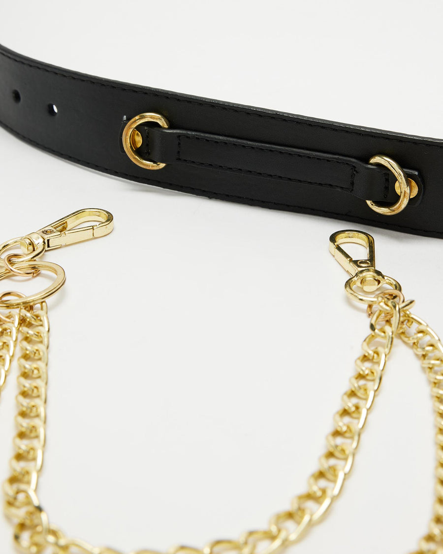 Vegan chain Belt // Tan + Gold (Unisex) (ALL Sizes)