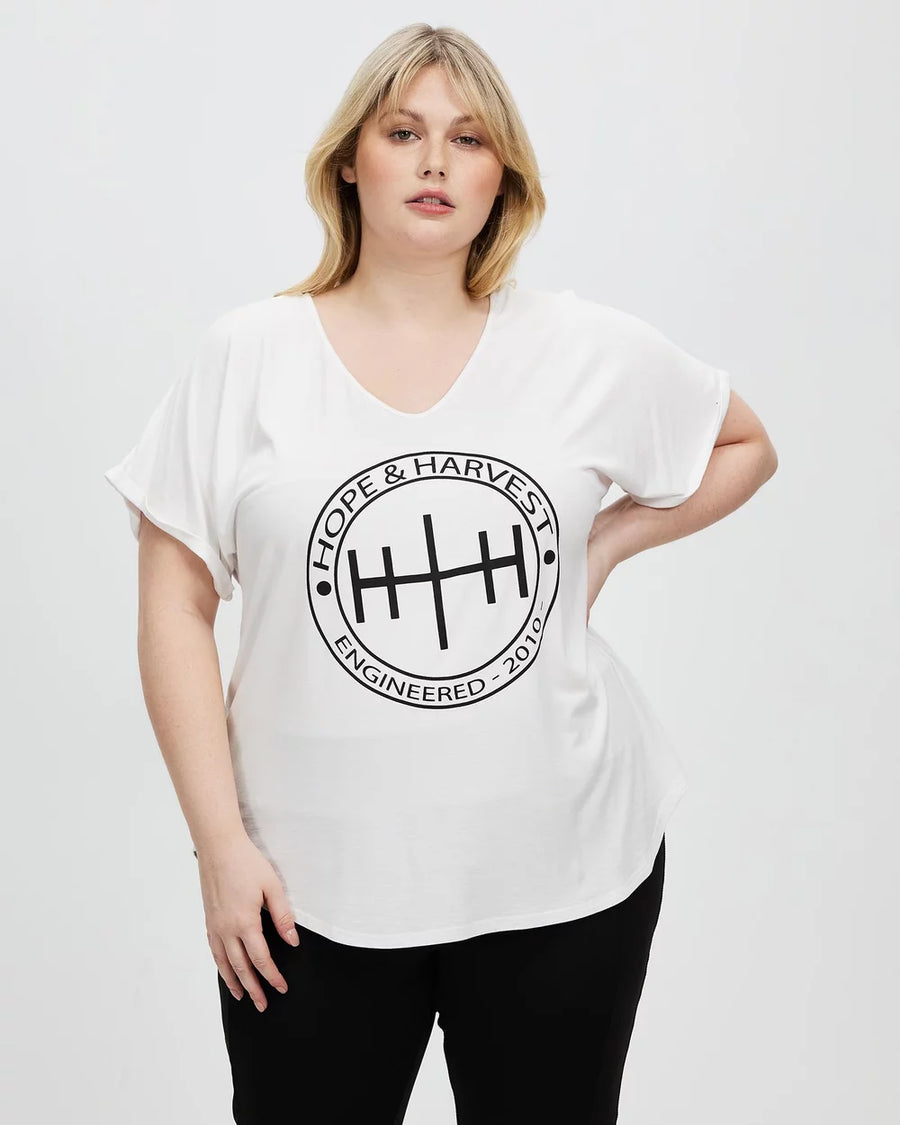 Signature Round Logo Tee White