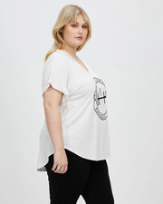 Signature Round Logo Tee White