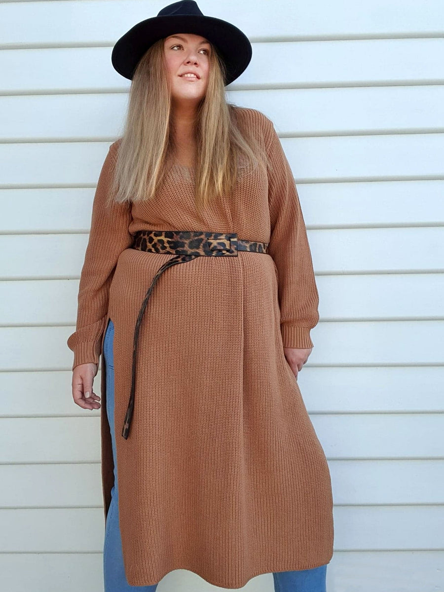 Split Knit Maxi Sweater // Cinnamon