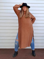 Split Knit Maxi Sweater // Cinnamon