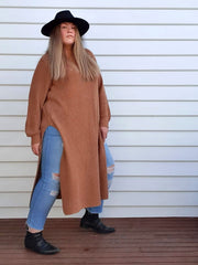 Split Knit Maxi Sweater // Cinnamon