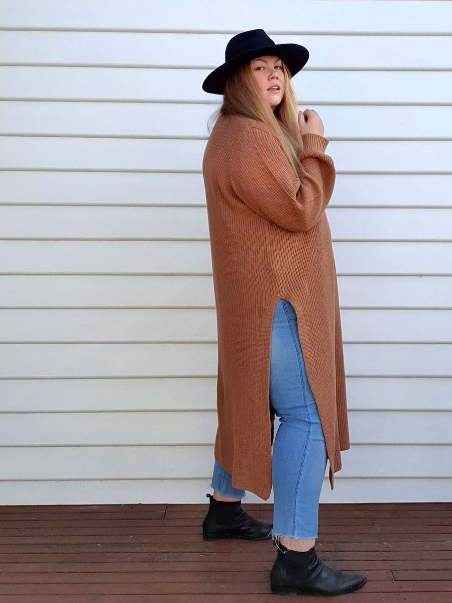 Split Knit Maxi Sweater // Cinnamon