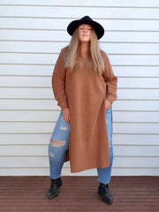 Split Knit Maxi Sweater // Cinnamon