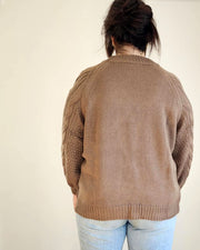 Round Neck Soft Cable Knit Sweater // Mocha