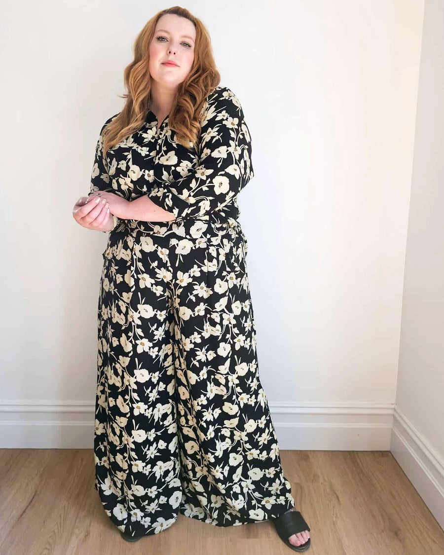 Palazzo Wide Leg Pants //Mono Floral
