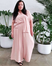 Palazzo Wide Leg Pants // Pink Linen