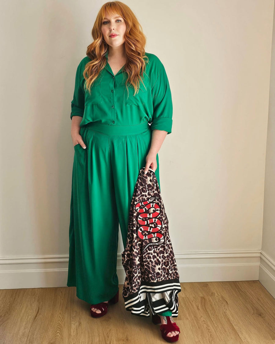 Palazzo Wide Leg Pants // Kelly Green
