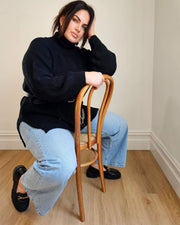 COMING SOON -Turtleneck Knit Sweater with Side Split // Black