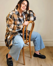 Casual Plaid Shacket // Caramel