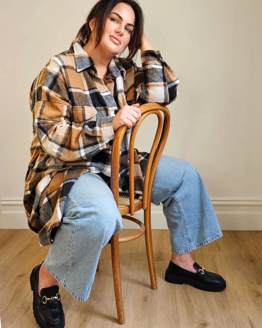 Casual Plaid Shacket // Caramel