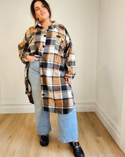 Casual Plaid Shacket // Caramel