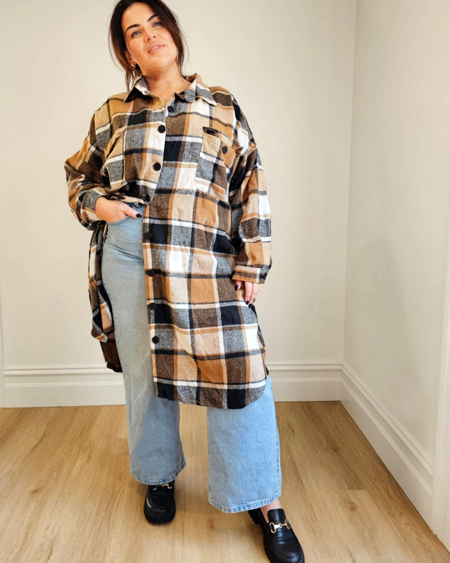 Casual Plaid Shacket // Caramel