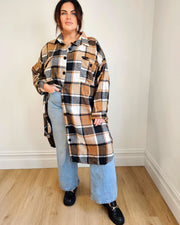 Casual Plaid Shacket // Caramel