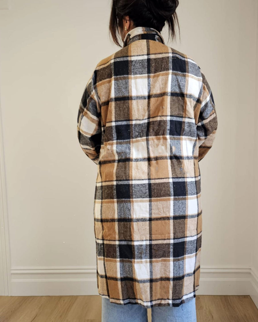 Casual Plaid Shacket // Caramel